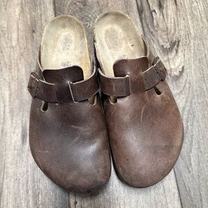 Birkenstock Boston Mocha Brown Leather Soft Footbed  Shoes Size 43
